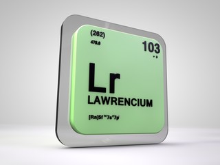 lawrencium - Lr - chemical element periodic table 3d illustration