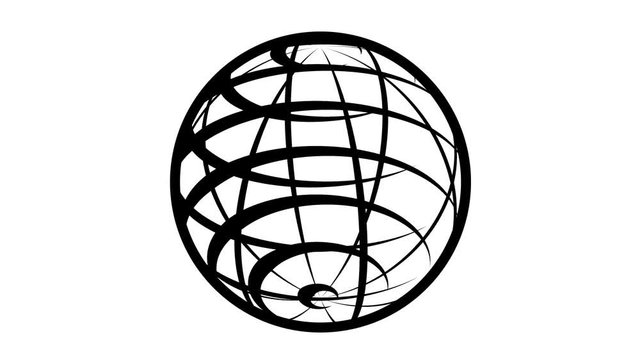 Globe Icon 360 - View of the Northern Hemisphere. Parallels and Meridians. Earth rotating 360 degrees. Seamless Loop. Black and white.