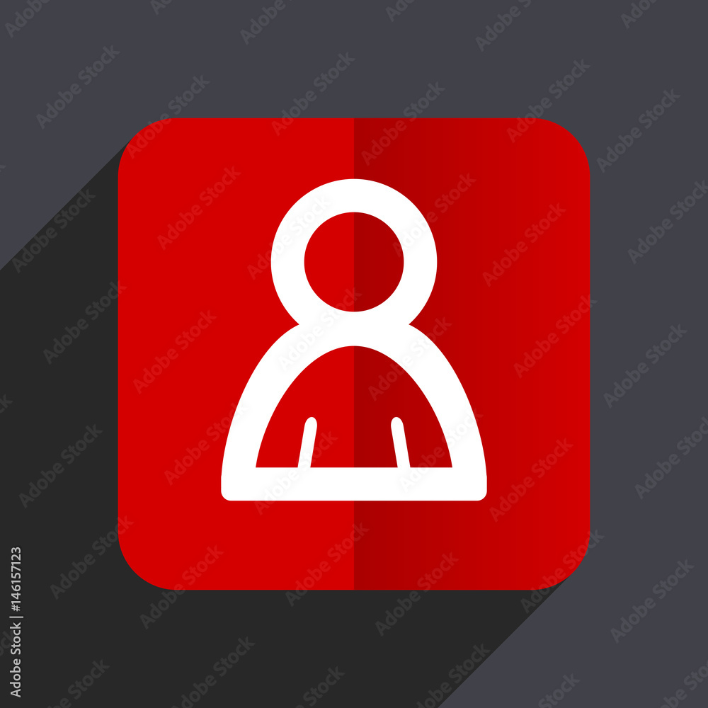 Poster Person flat design white and red vector web icon on gray background with shadow in eps10.