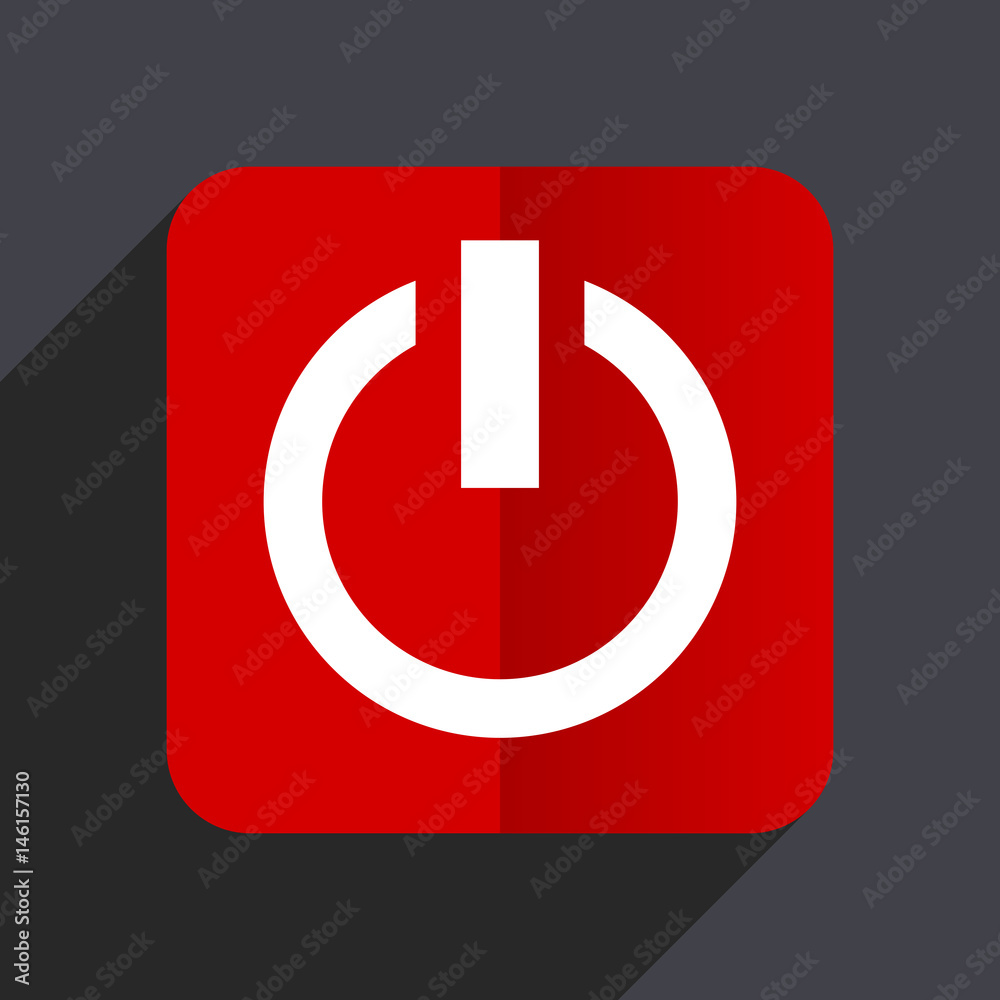 Poster Power flat design white and red vector web icon on gray background with shadow in eps10.