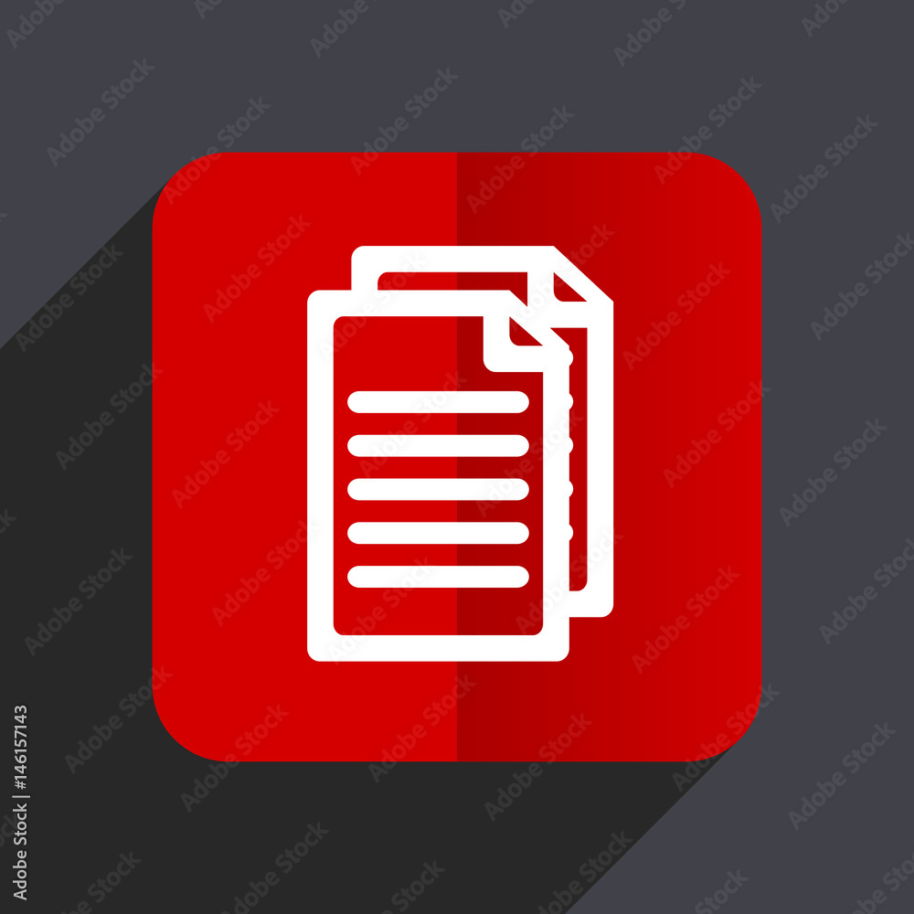 Fototapete Document flat design white and red vector web icon on gray background with shadow in eps10.