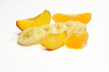 Banana, orange and peach