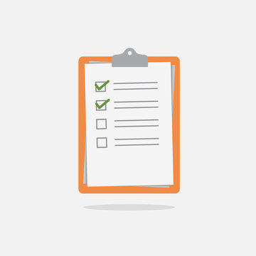 Flat Design of Clipboard and Checklist Document