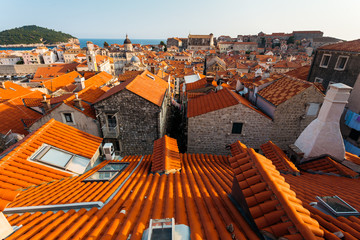 View from the roof to the entire old part of the city to Dubrovnik, Croatia