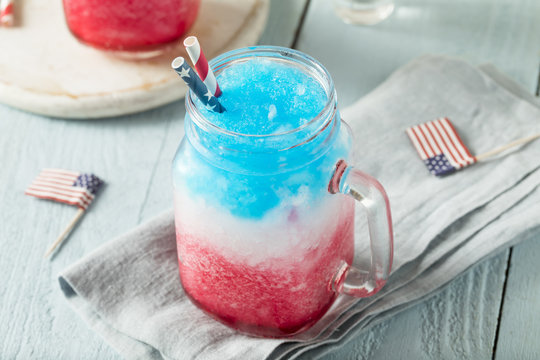 Homemade Patriotic Red White And Blue Slushie Cocktail