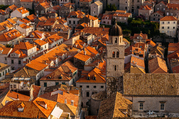 Franciscan Monastery and Museum on the background of houses with in Dubrovnik, Croatia