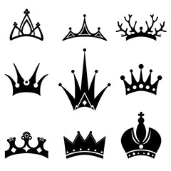 monochrome vintage antique crowns - icons
