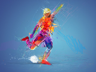 soccer player abstract concept - obrazy, fototapety, plakaty