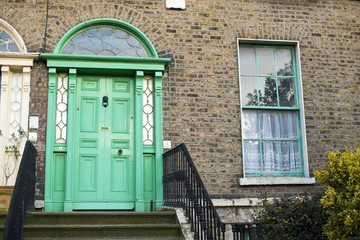 Green front door