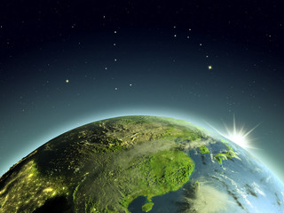 Sunrise above East Asia