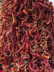 Group of hundreds dry red chili pepper