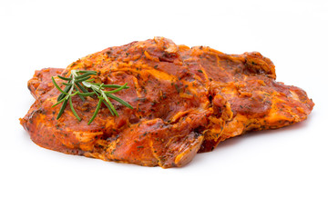 Pork chop, marinated. Isolated on the white background.