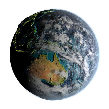 Australia on detailed planet Earth