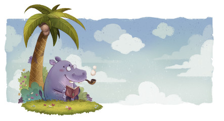 hipopotamo leyendo un libro