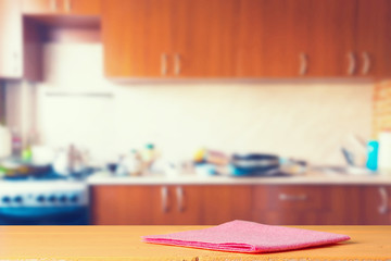 Red napkin on the table