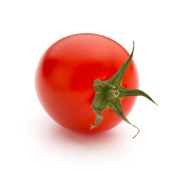 Small plum tomatoes on a white background.