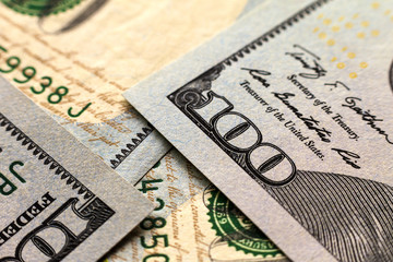 Obraz premium US one hundred dollar bills money background