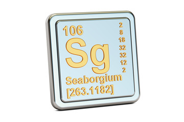 Seaborgium Sg, chemical element sign. 3D rendering