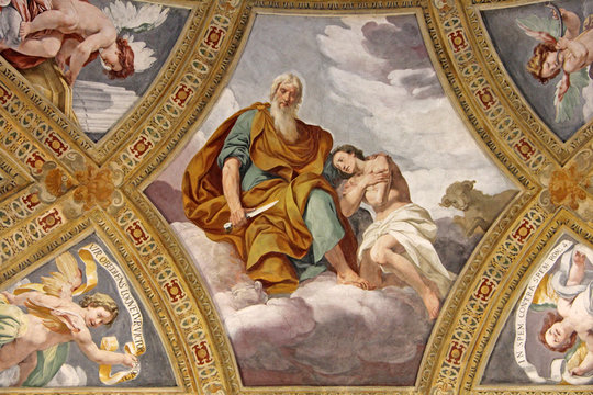 il sacrificio di Isacco; affresco di Daniele Crespi nella Certosa di Garegnano; Milano