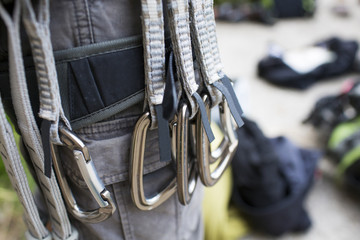 Security climb, carabiners.