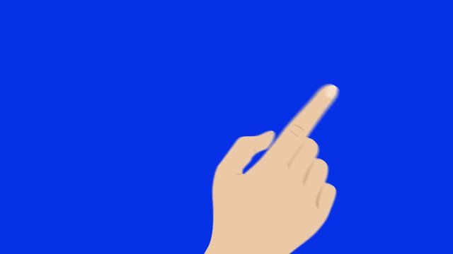 Vector Hand Finger Touchscreen Gesture Sliding Virtual Screen on a a Blue Background