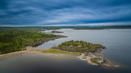 Islands from a height. Ladoga. Karelia. Wild places.