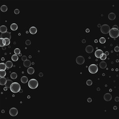 Random soap bubbles. Abstract shape with random soap bubbles on black background. Vector illustration.
