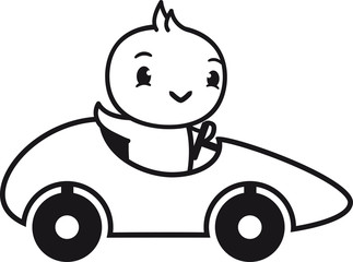 küken spaß winken auto fahren führerschein schnell rennen wettrennen rasen süß niedlich klein baby kind ente vogel comic cartoon