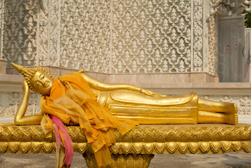 Reclining Buddha at Wat Mai Kham Wan temple, Phichit,Thailand.