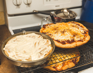 Homemade Cinnamon Rolls and Pizzas