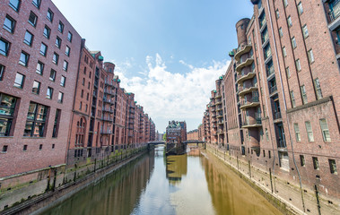 Hamburg, Germany - The famous Water castle at dusk in the Speicherstadt