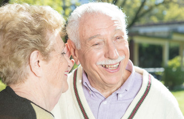 Elderly couple in the garden