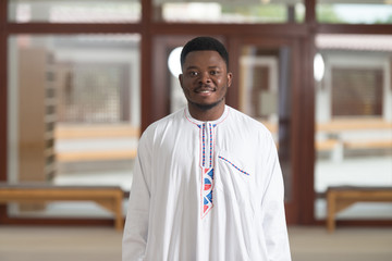 Portrait Of A Black Islamic Man In Mosque