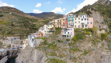 Manarola skyline from the air, Five Lands. Cinqueterre