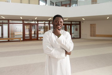 Portrait Of A Black Islamic Man In Mosque