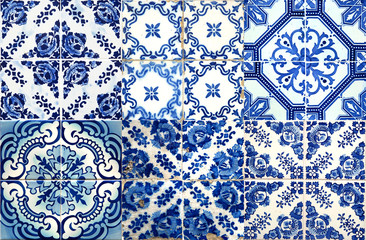 Collage of ceramic tiles from Portugal