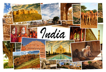 Fototapeta na wymiar Collage pictures of Rajasthan, India
