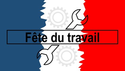 Illustration of labour day. Written foreign text 