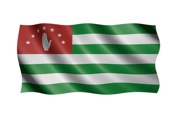 Flag of Abkhazia isolated on white, 3d illustration