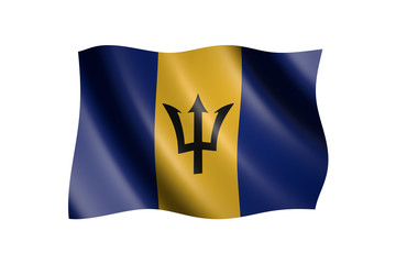 Flag of Barbados isolated on white, 3d illustration