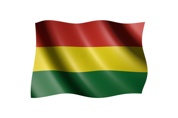 Flag of Bolivia isolated on white, 3d illustration