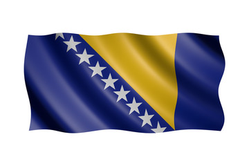Flag of Bosnia and Herzegovina isolated on white, 3d illustration