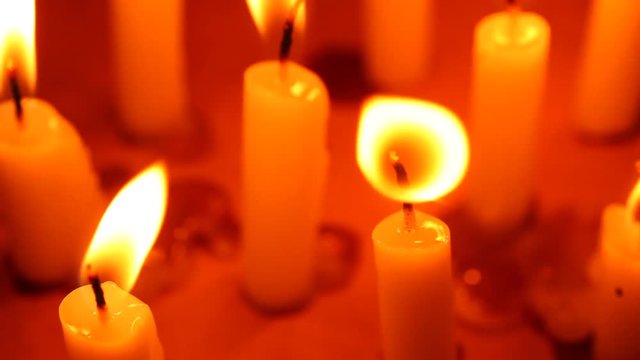 Close up of Candles with glowing flames
