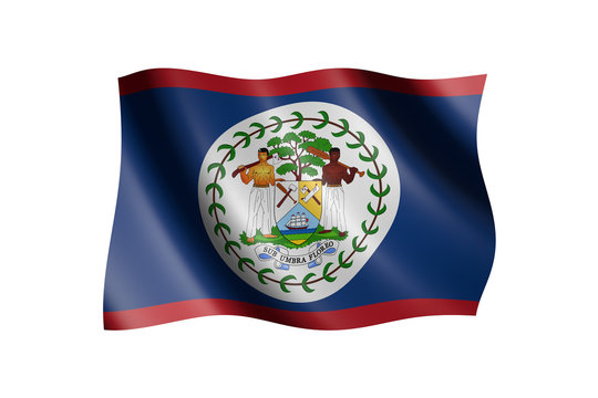 Flag of Belize isolated on white, 3d illustration