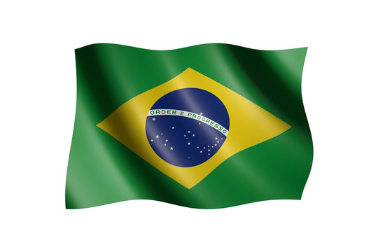 Flag of Brazil isolated on white, 3d illustration