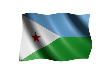 Flag of Djibouti isolated on white, 3d illustration