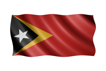 Flag of East Timor isolated on white, 3d illustration