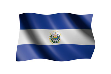 Flag of El Salvador isolated on white, 3d illustration
