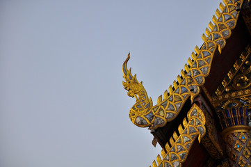 Fototapeta na wymiar King of Nagas at temple in Chiangmai Thailand.