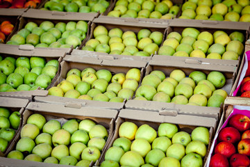 apples background. Apples at the market